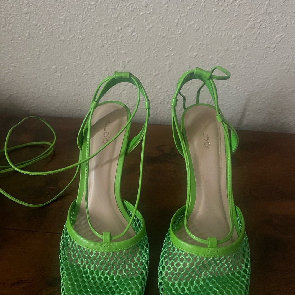 Aldo Neon Green Mesh Heels